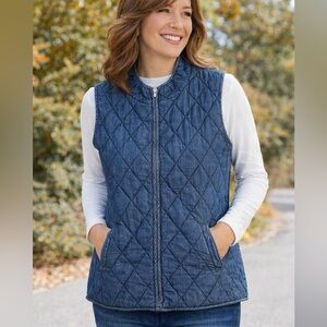 Coldwater Creek 100% Cotton L Chambray Vest for All Seasons
